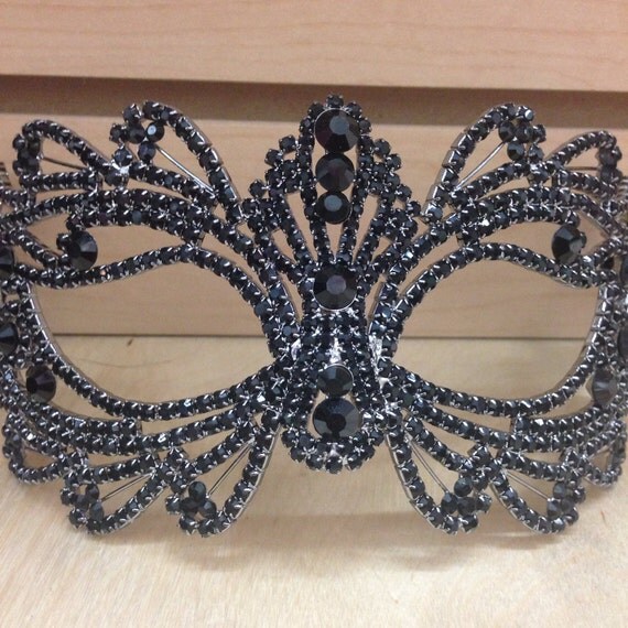 Items similar to Black Rhinestone crystal masquerade mask baseparty