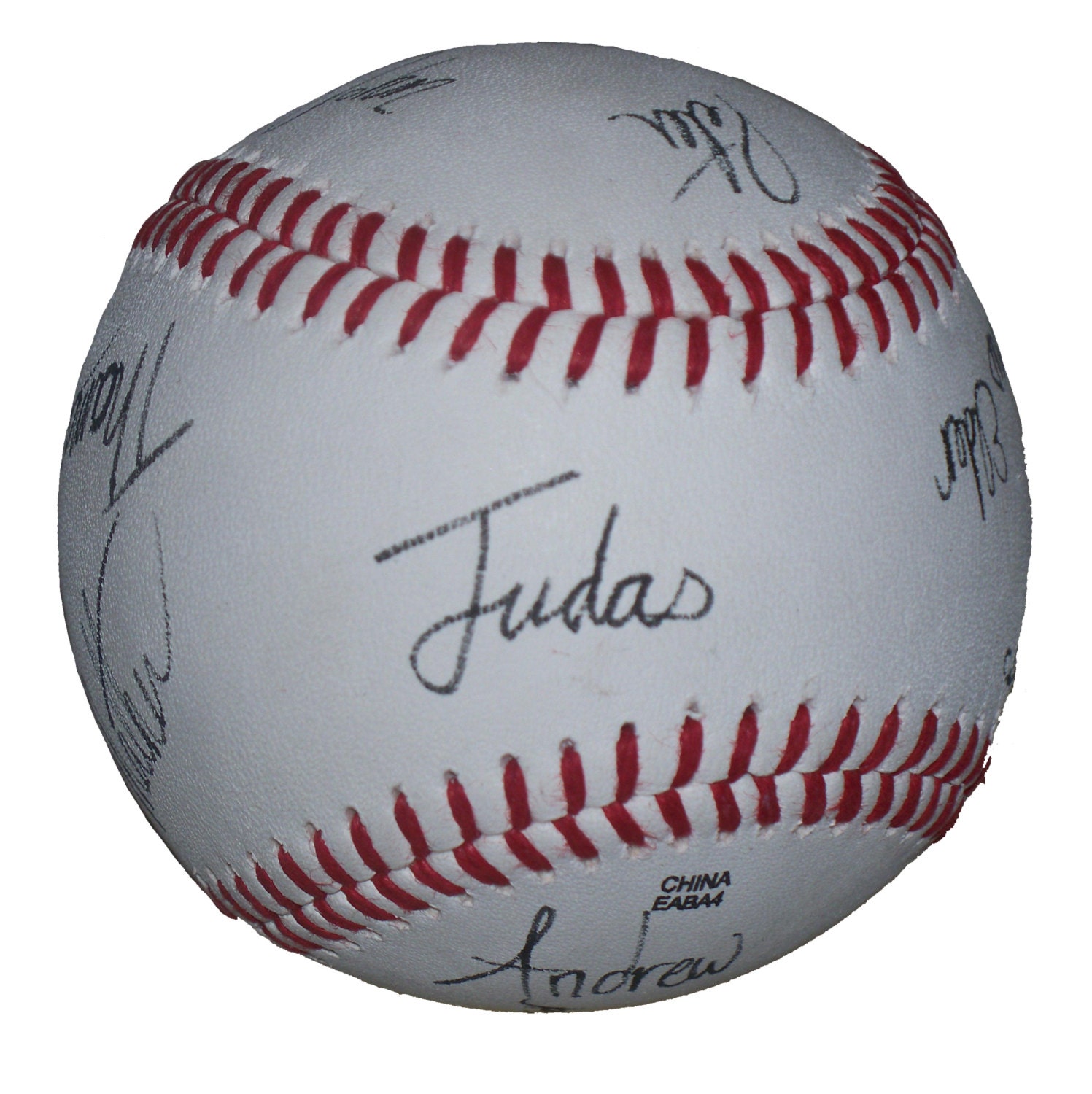 Art If Fake Baseball Autographed By the TWELVE by