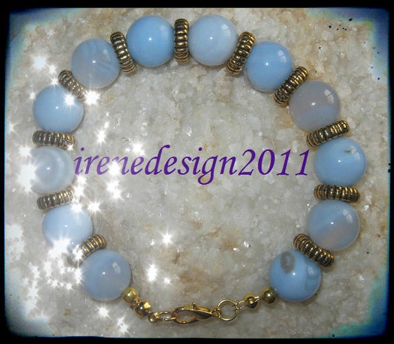 Handmade Gold Bracelet with Lace Agate by IreneDesign2011