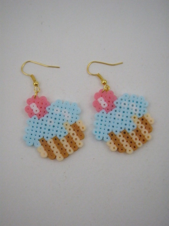 Items similar to Handmade earrings / Hama beads / Perler beads / cup ...