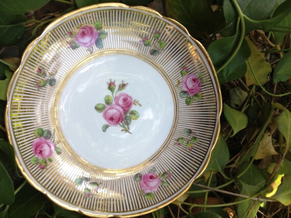 Mintons Saucer Or Shallow Bowl Floral Rose With Gold Accents Set Of 2