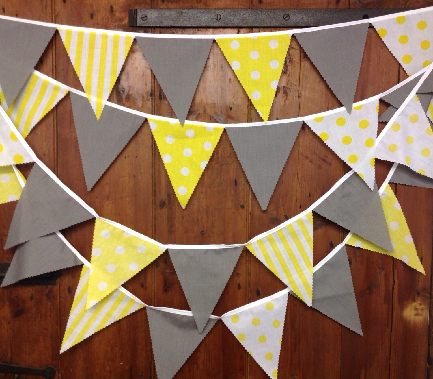 Yellow & grey flag to flag bunting banner 34 ft 58 flags spots
