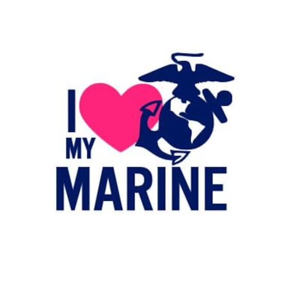 Download I Love My Marine Car Decal USMC Military wife girlfriend
