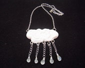 OOAK polymer clay and moonstone rain cloud pendant necklace