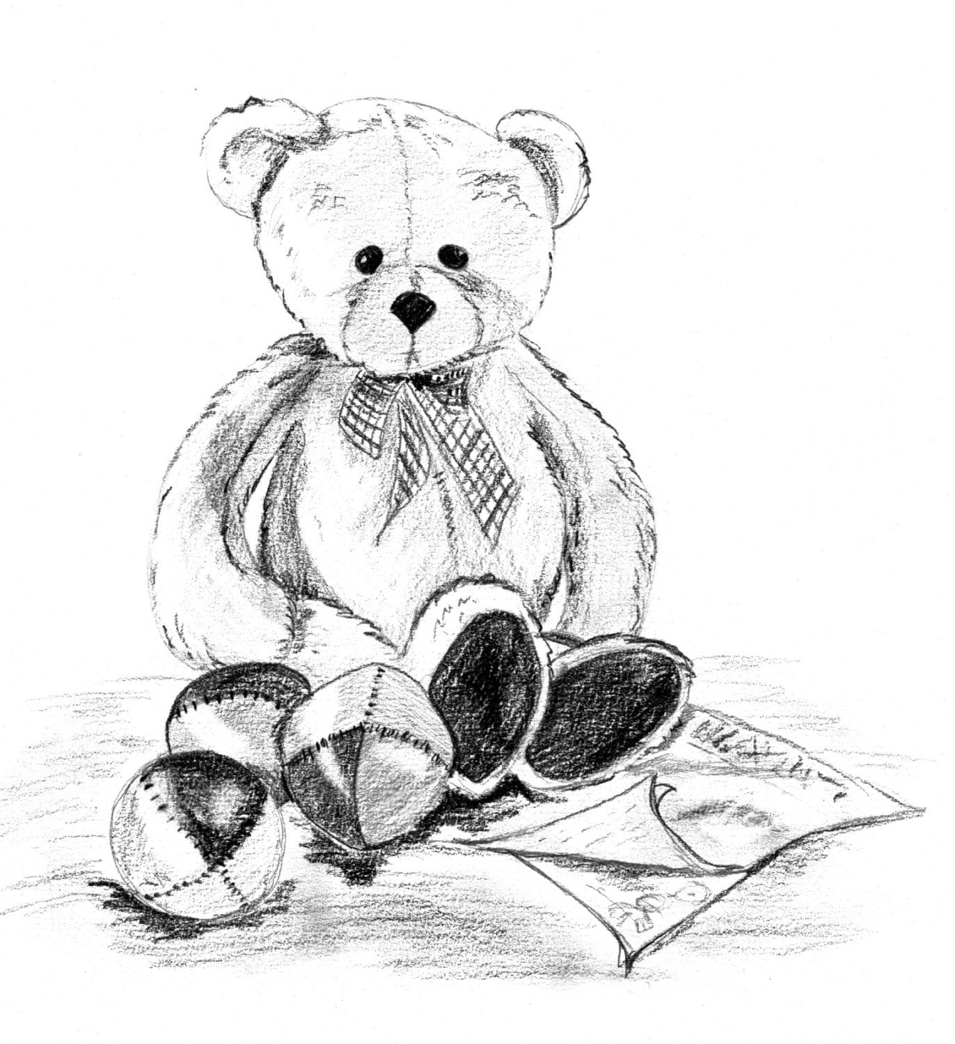 Teddy bear pencil drawing by Trishannebullock on Etsy
