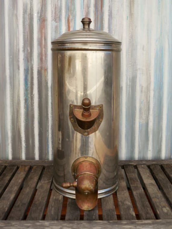 Items similar to Vintage Antique Coffee Bean Dispenser Silver Metal & Brass on Etsy