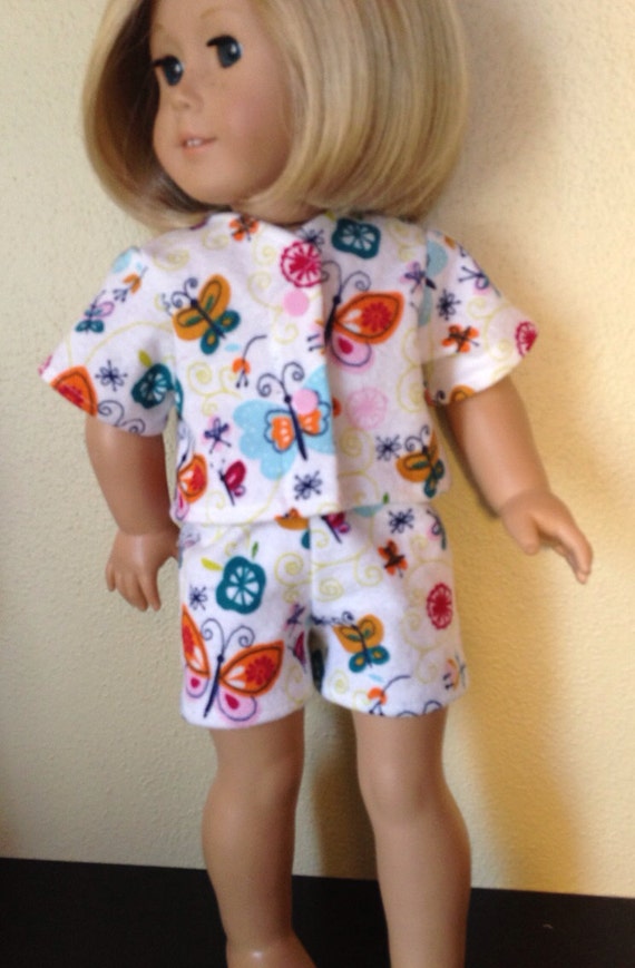 Items similar to Bright Butterflies Pajama Set, Flannel PJ's for 18