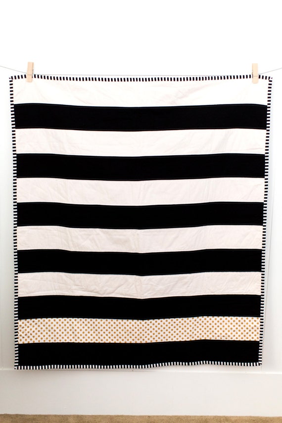 Modern Striped Crib Quilt Black and White Quilt Crib Quilt