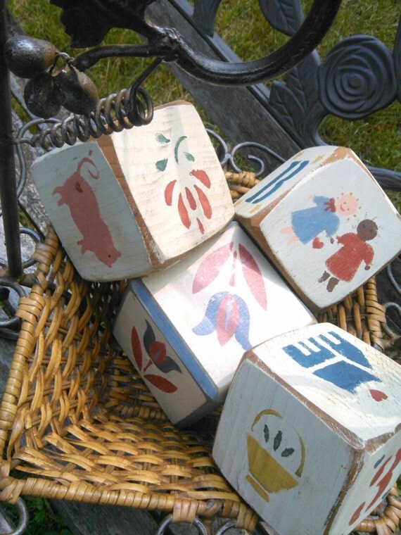 Primitive Handmade Wooden Blocks Vintage Wood Blocks