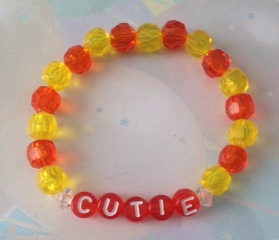 Yellow & Orange Personalized CUTIE Beaded by UniqueKandyJewelry