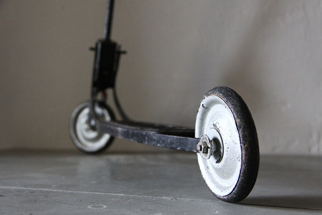 French Vintage Childs Metal Scooter Toy Scooter