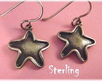ROGGIO - Sterling Silver Oxidized - Star Contemporary Earrings - New Age Patriotic Design - Perfect Gift - Valentines Day - FREE SHIPPING