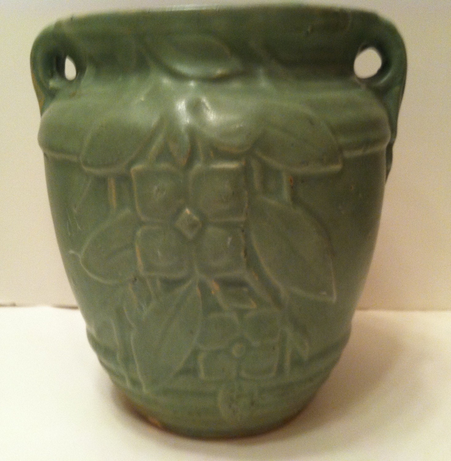 McCoy Raised Dogwood Matte Green Vase by nldvintage on Etsy