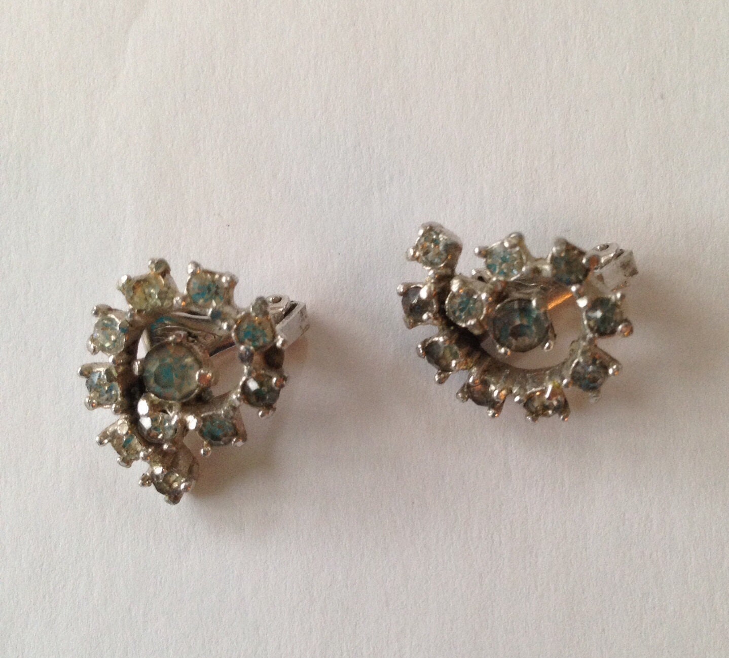 Vintage rhinestone earrings 1930s patent 1967965 clip