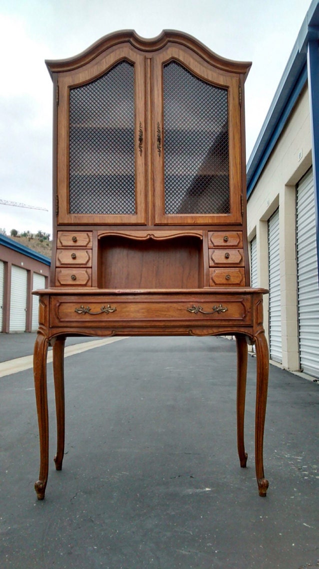 Vintage French provincial secretary desk with Hutch by