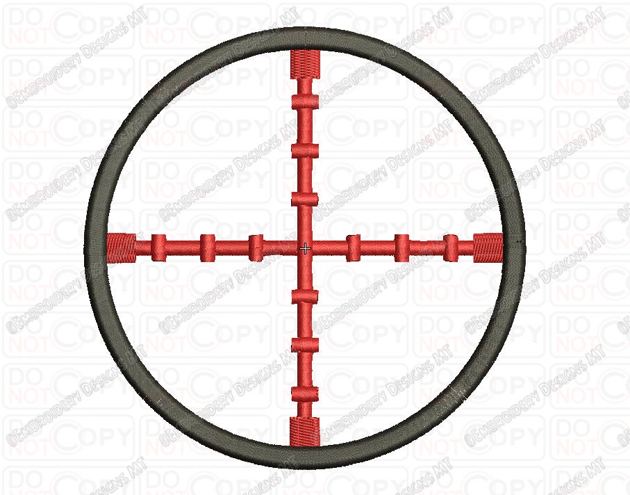 Rifle Crosshair Embroidery Design in 2x2 3x3 4x4 and 5x7 Sizes