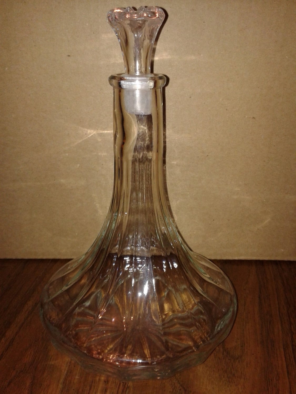 Vintage Clear Glass Decanter With Stopper by RobandJensOddsnEnds
