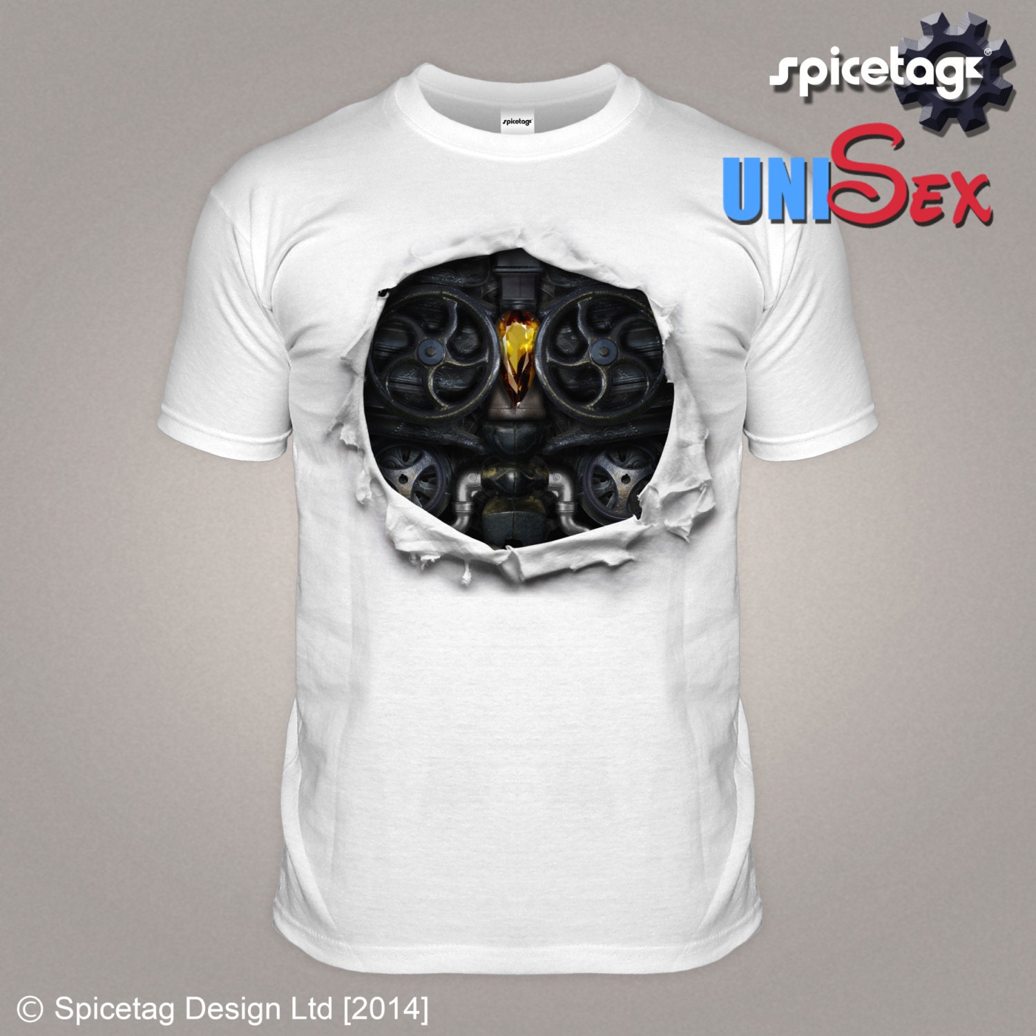 Cast Iron Robot Tshirt Costume Ripped Torn Effect Film