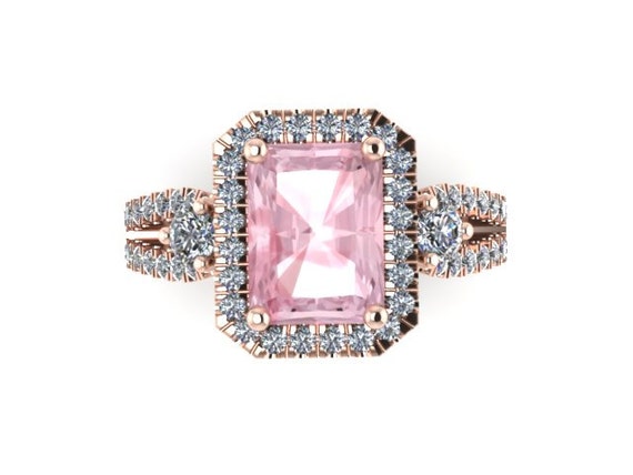 Pink Morganite Engagement Ring Emeral by JewelryArtworkByVick