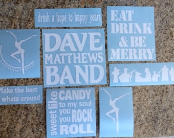 DMB Dave Matthews Band Decal Set of 8 stickers Vinyl Sticker Die-Cut White