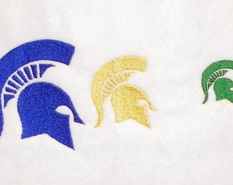 Trojan or Spartan Helmet Machine Embroidery Design Pattern 3 Sizes Single Color PES, dst, exp, hus, jef, pcs, & vip Formats