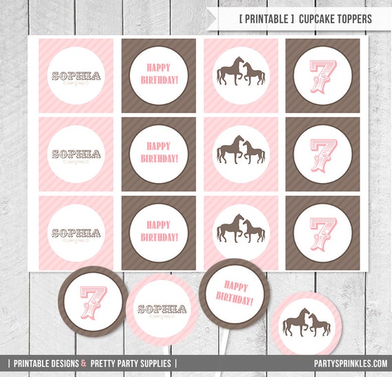vintage-pony-horse-party-cupcake-toppers-circle-tags