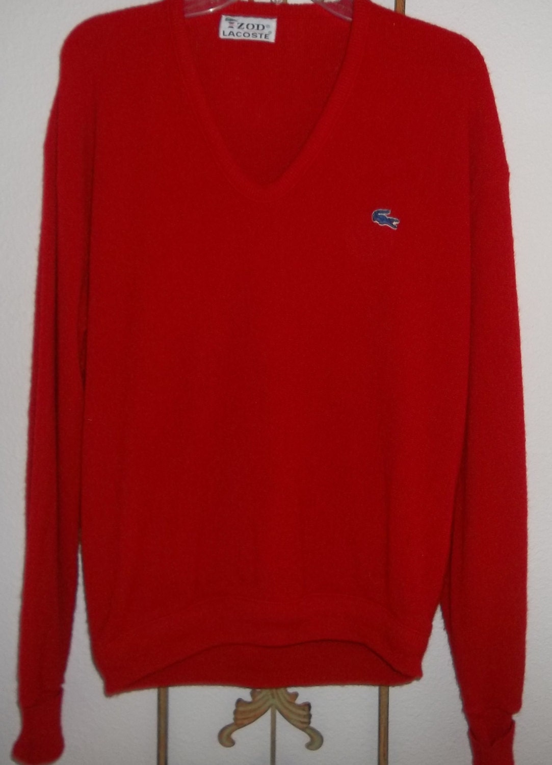 Vintage Izod Lacoste, Red V-Neck Pullover Sweater, Size XL â Haute Juice