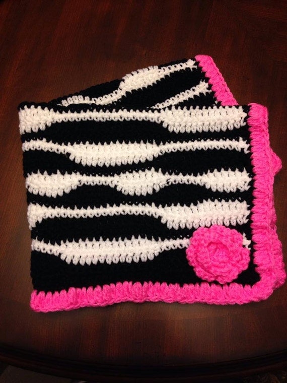 Items similar to Crochet Zebra Baby Blanket on Etsy
