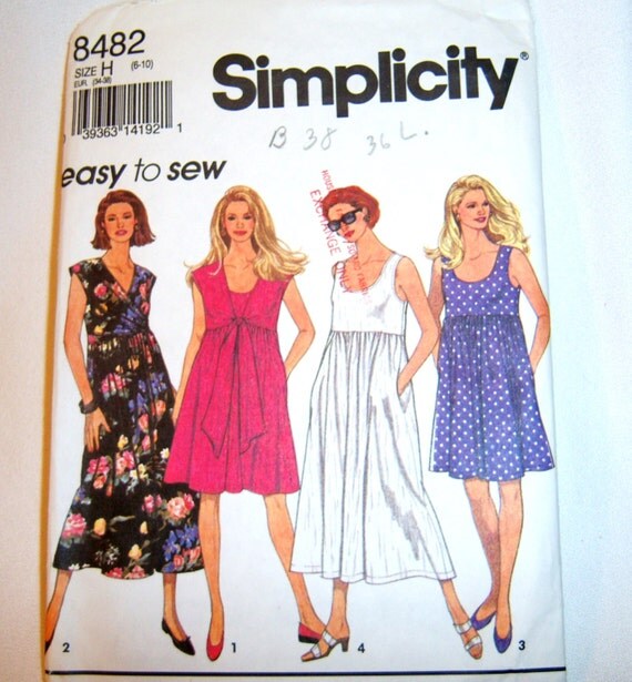 Items similar to Simplicity pattern 8482 easy to sew dress in two