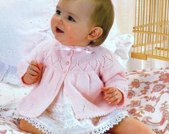 Baby 4ply Matinee Jacket for Sizes 17 to 19 inches - PDF of Vintage Knitting patterns - Instant Download