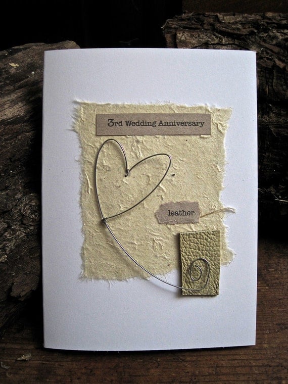 3rd wedding anniversary keepsake card leatherartbyseezal
