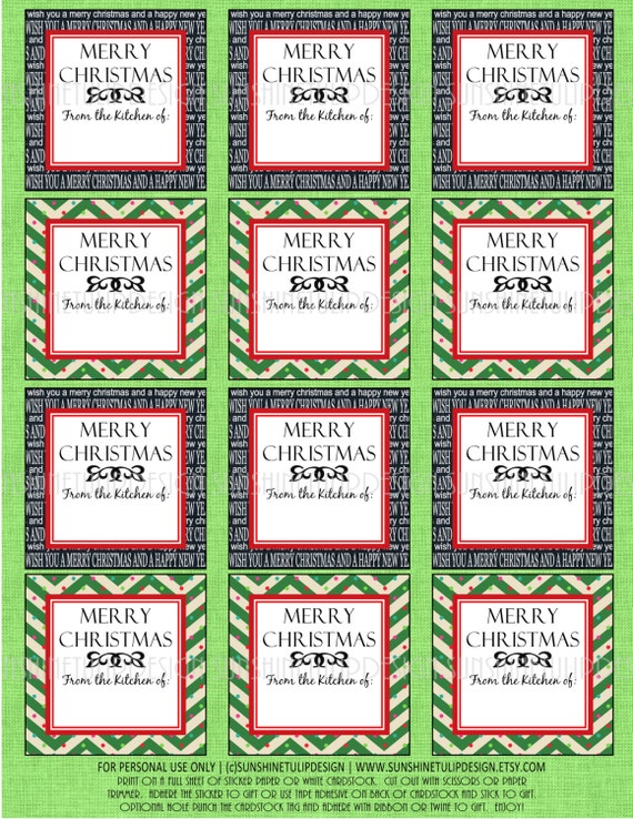 Items similar to Christmas Baked Goods Labels Printable