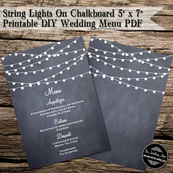 String Lights On Chalkboard 5 x 7 Printable DIY by