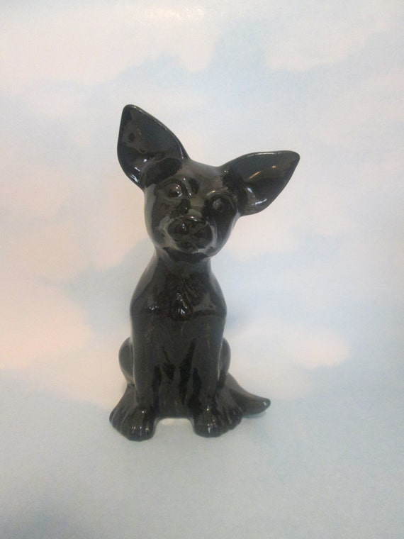 Chihuahua Dog Piggy Bank Ceramic Handmade Black by CeramicsLodge