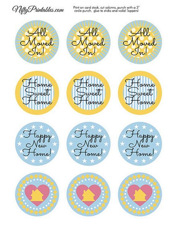 Housewarming Cupcake Toppers Printable House Warming Party