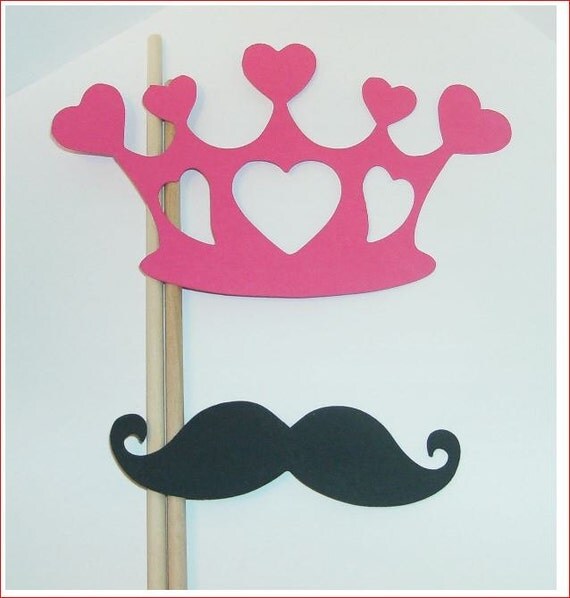 Photo Booth Props 6pcs Mustache And Princess Crown 2051d