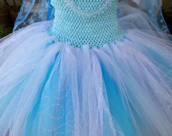 Beautiful Floor Length Frozen Tutu Dress, Elsa Dress, Flower Girl Dress ...