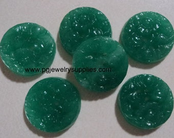 15mm Vintage glass cabochons made in Japan during 1940s 1950s occupation jade green 6 pcs