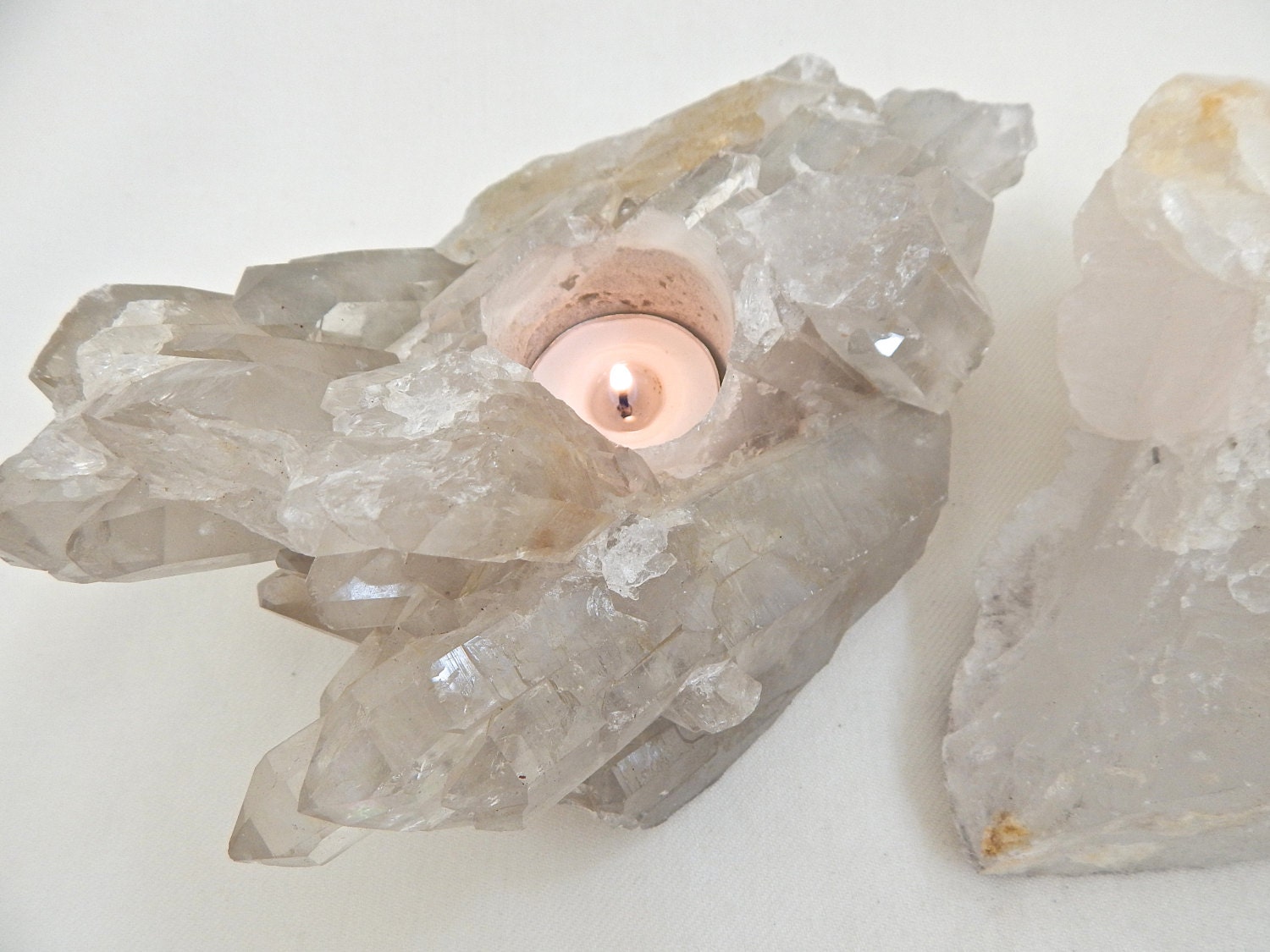 Large Raw Crystal Candle Holders Natural Rustic Crystal