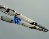 Chrome Junior Gentleman Rollerball Pen Made with Pearl and Black Acrylic