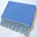 Vintage Drake's Barneys Lambswool / Angora Scarf Blue Solid Pattern Made In Scotland