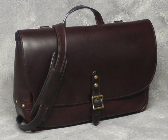 Burgundy Horween Leather 16 Messenger Bag Wall Street