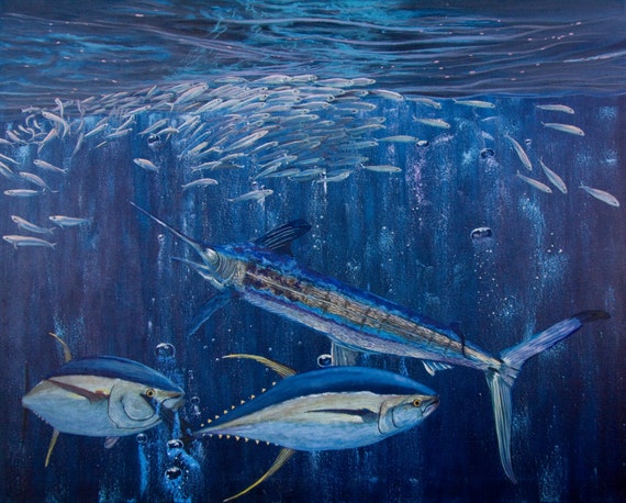 White Marlin original oil painting 24x36in by ManuelLopezFineArt