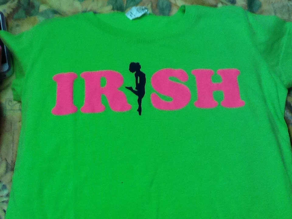 Neon/lime Green Irish Dance Shirt. Luck of the Irish Fits