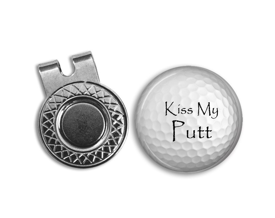 Golf Ball Marker and hat clip set Kiss My Putt