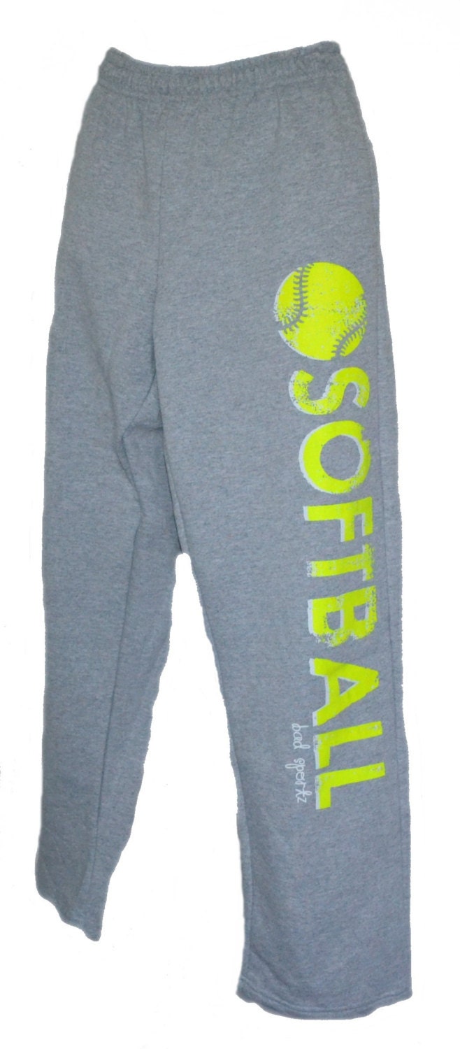 Softball Sweatpants Neon Yellow on Gray or Black sweatpants