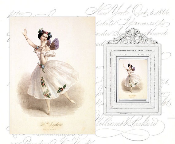 Digital Postcard Download - Victorian Ballet Photo Antique Postcard Photo Ballerina - Old Vintage Postcard - Printable JPG INSTANT DOWNLOAD