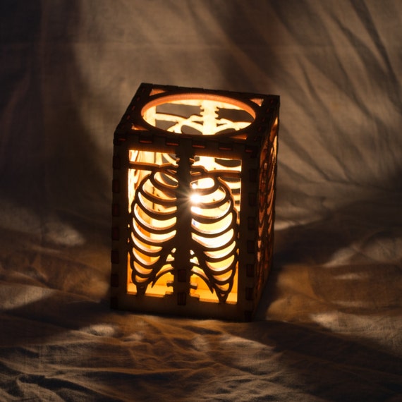 Rib Cage laser cut wood tea light holder. by EliseKoncsek