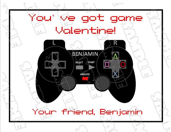 Video game controller Kids valentine cards with envelopes set