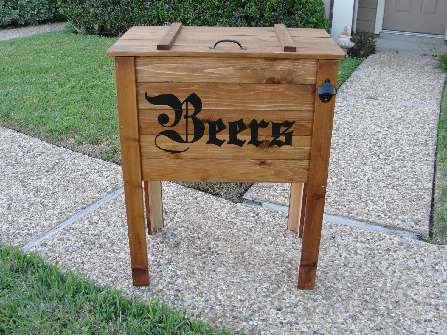 Outdoor Cedar Ice Chest Cooler Stand by StevensHome on Etsy